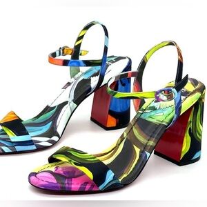 Christian Louboutin Miss Jane 85 Floral Satin Multi 40.5 Authentic Worn Once